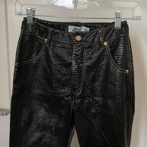 Tiger Mist Black Faux Patent Croc Pants